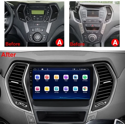 CENTRAL MULTIMIDIA 9" ADAK HYUNDAI SANTA FE 2014 AL 2019 ANDROID 4CORE + 2GB RAM + 64GB ROM